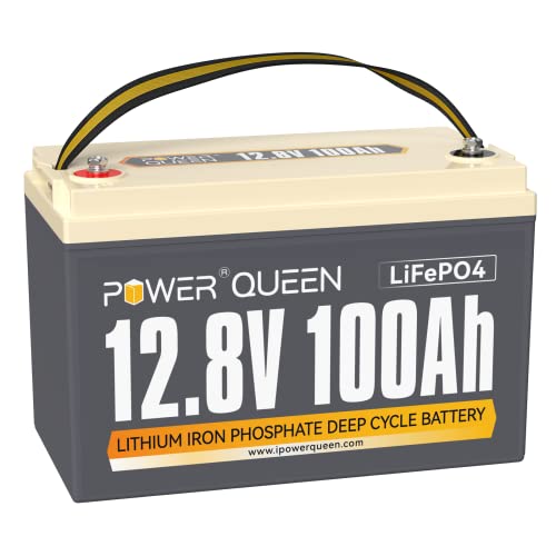 power queen 12V 100Ah LiFePO4 Battery, 1280Wh Lithium Battery with 100A BMS, Over 4000+ Rechargeable Cycles, Support in Series/Parallel, widely Used for Camper, RV, Road-Trip, Wireless Lawn Mover