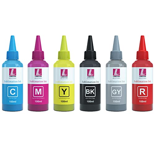 LNKCOS 6100ML Sublimation Ink for Epson XP-15000 Printer (Black, Cyan, Magenta, Yellow, Gray, Red)