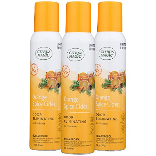 Citrus Magic Limited Edition Natural Odor Eliminating Air Freshener Spray, Orange Spice Cider, 3-Ounce, Pack of 3