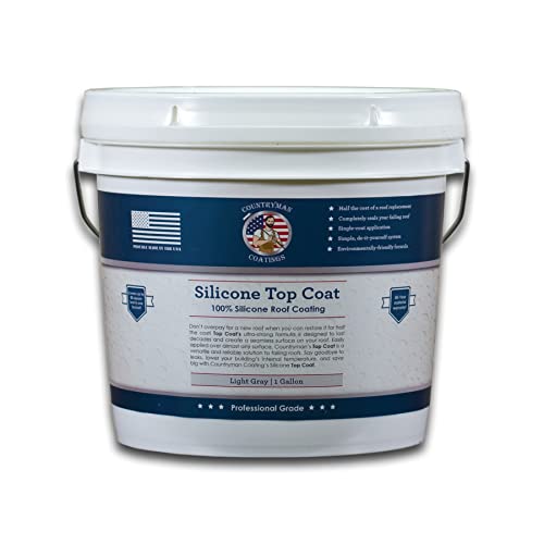 100% Silicone Roof Coating - Restore Your Roof in a Day - Seal Leaks, Cracks, Seams, Penetrations - Adheres to All Surfaces (1 Gallon, Light Gray