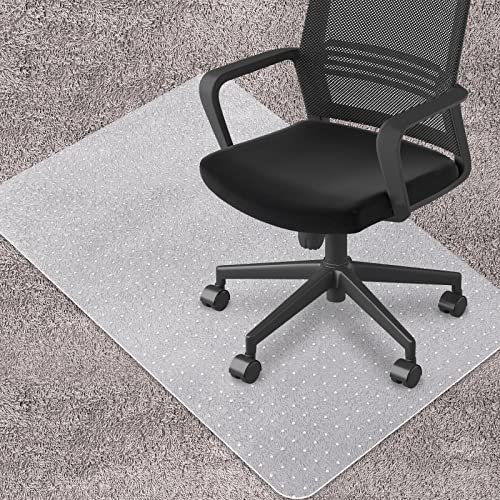 Office Chair Mat for Carpeted Floors, Desk Mats 48"X30" for Rolling Desk on Low and Medium Pile Carpets, Small Computer Gaming Plastic Floor Mats for Office Chair on Carpet, Easy Glide Without Curling