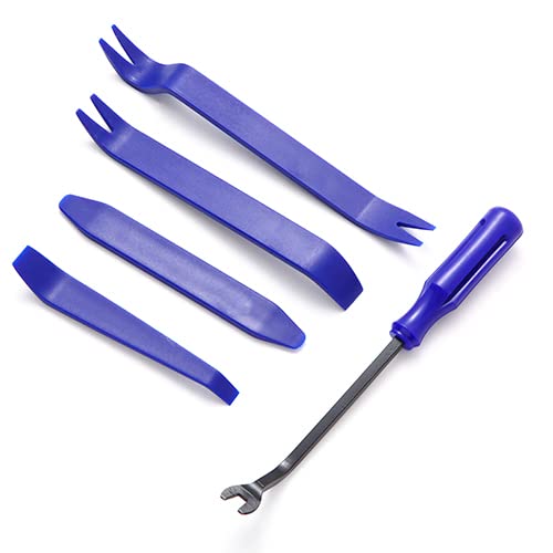 MOTRUST 5 pcs Auto Trim Removal Tool Kit, Auto Body Pry Set, Non Scratch Dash Trim Automotive Molding Removal, Handy Remover and Fastener for Vehicle Body Panel and Interior Door Panel (Blue)