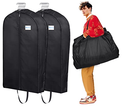 MISSLO Garment Bags for Travel Heavy Duty Moving Bags Large Capacity Hanging Clothes Bag for 20 Shirts Waterproof Fabric Suit Covers for Closet Storage 2 Packs, 43"