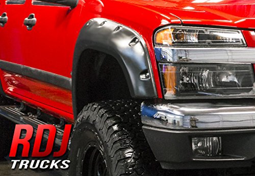 RDJ Trucks PRO-Offroad Bolt-On Style Fender Flares - Fits/Compatible with Chevrolet Colorado & GMC Canyon 2004-2012 (Smooth Black)