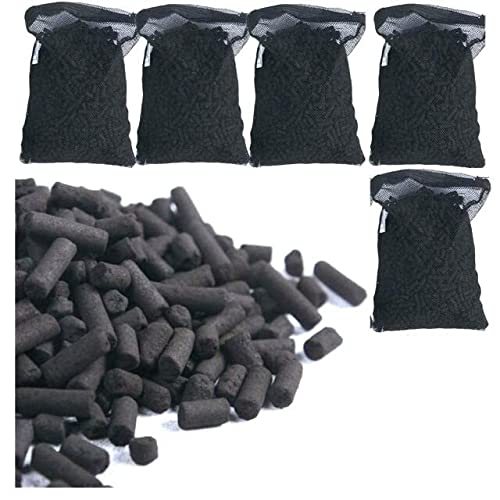 Wave-point 5 lbs Premium Activated Carbon Charcoal Pellets with 5 Filter Media Bags (Free) for Aquarium Fish Tanks Koi Pond Canister Filter Reef Filters