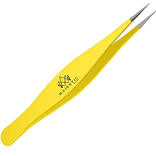 Majestic Bombay Fine Point Tweezers for Women and Men  Splinter Ticks, Facial, Brow and Ingrown Hair RemovalSharp, Needle Nose, Surgical Tweezers Precision Pluckers best tweezers for chin hair