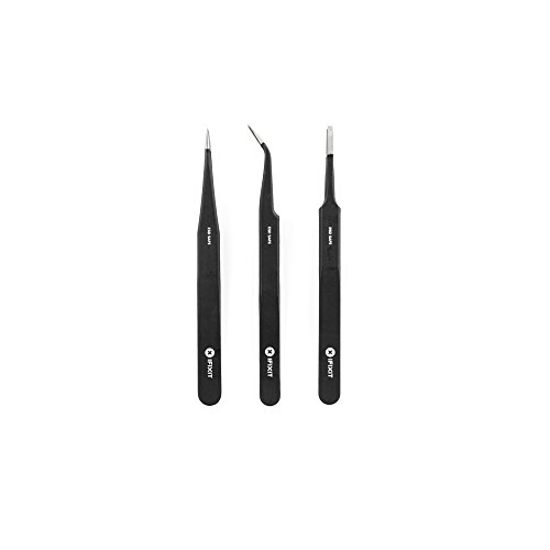 iFixit Precision Tweezers Set - Extra Fine, Angled, Blunt Tips for Electronics, Hobby, Industrial, Professional, Craft