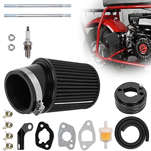 WEIYINGSI High Performance Upgraded 62mm Air Filter Adapter Intake and Spark Plug Kit for Predator 212cc 6.5Hp Baja MB165 & MB200 BK200 BT200X RT200 Mini Bike Go Kart Black