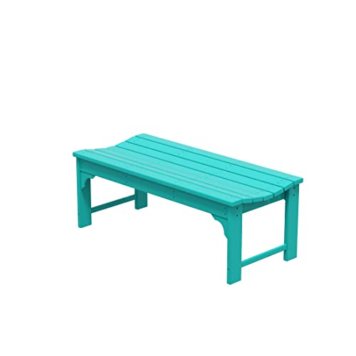 WestinTrends Malibu 48" Outdoor Bench, All Weather Resistant Poly Lumber Backless Patio Garden Bench, Adirondack Curved Bench Seat for Comfort, Turquoise