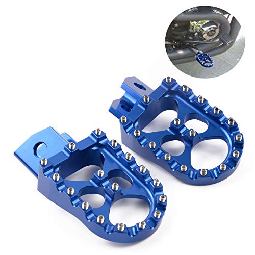 Motor-mh Wide CNC Motorcycle Foot Pegs Footrest for Yamaha PW50 1981-2019, PW80 1983-2017, TTR90 2000-2003, TW200 1987-2020 Blue