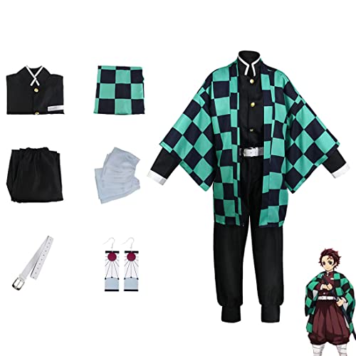 UZAIN Cosplay Costume Anime Rengoku Kamado Tanjirou Zenitsu Giyuu Cosplay Kimono Outfit Uniform Halloween (L, Suit-1)