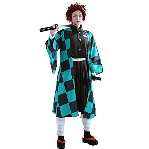 FCCAM Tanjiro Cosplay for Anime Tanjiro Full Set Kamado Tanjiro Kimono Tanjiro Costume Outfit for Halloween M