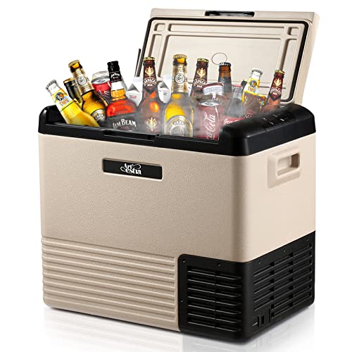 Artestia 12 Volt Car Refrigerator, ac/dc Portable Refrigerator 53 Quart (50L) Refrigerator Cooler Car Use Portable Freezer (-4~68) 12/24V DC, Car Fridge for Road Trip, Camping, Vehicles, Semi Truck