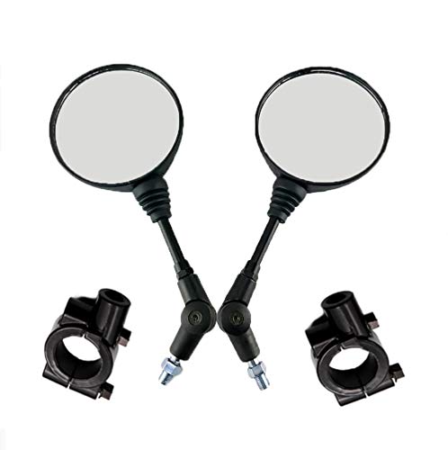 Ampper Motorcycle Side Mirrors, HD Glass Wide Angle Rear View Mirrors For Motorcycle, Motorbike, Universal (Round Black)