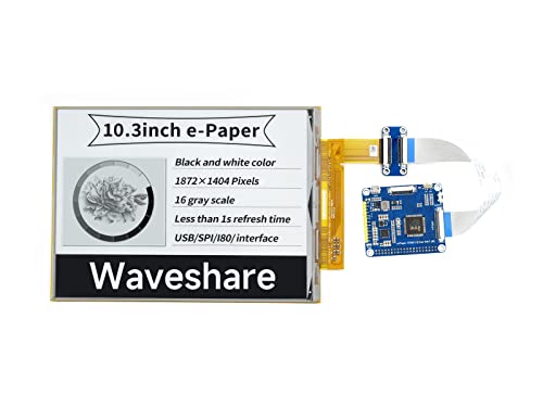 waveshare 10.3inch Flexible E-Ink Display HAT Compatible with Raspberry Pi4B/3B+/3B/2B/B+/A+/Zero/Zero W/WH/Zero 2W 18721404 Resolution USB/SPI/I80 Interface Supports Partial Refresh