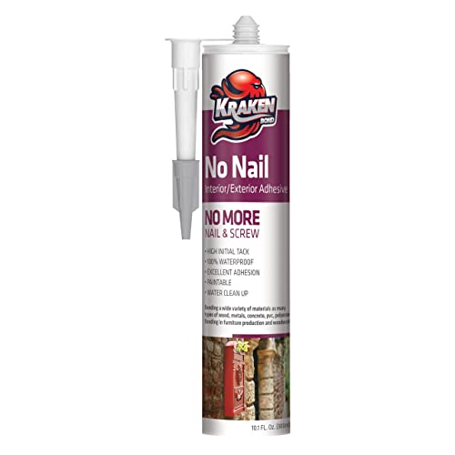 Kraken Bond No Nail Construction Adhesive Outdoor - Waterproof Polyurethane Sealant for Floor, Tile, Granite & Rubber, Power Grab Adhesive for DIY& Construction | 1 Pack, 10.1 Oz