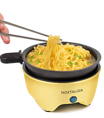 Nostalgia MyMini Personal Electric Skillet & Rapid Noodle Maker, Perfect For Healthy Keto & Low-Carb Diets, Yellow