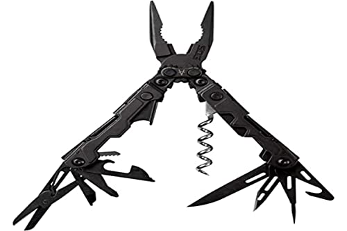 SOG PowerLite Mini Utility Multi-Tool w/ 19 Lightweight Tools, Compact 5 Inch Long Utility Tool with Knife, Screwdriver, Hex Bit Holder (PL1002-CP) , Black