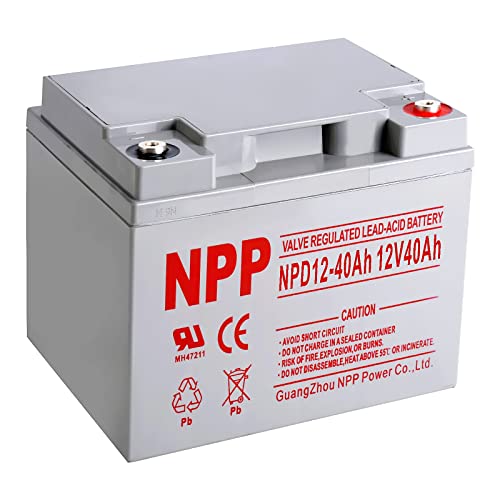 NPPower NPD12-40Ah 12V 40AH 12Volt Rechargeable AGM Deep Cycle SLA Battery with Button Style Terminals in Series 24V 36V 48V Wheelchair,PV Solar Panels Bat-Caddy X3R Golf Caddy