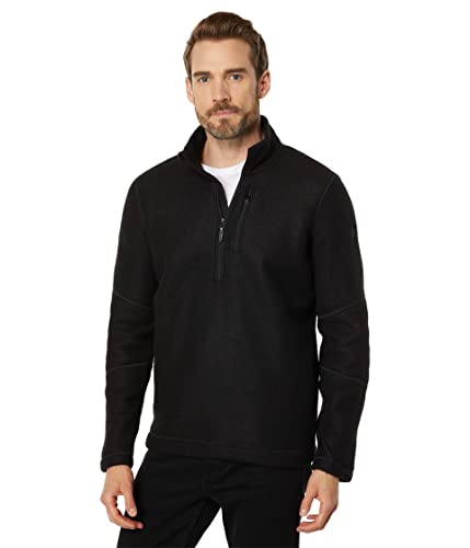 Smartwool Men's Hudson Trail Merino Wool Fleece Half Zip Jacket (Regular Fit), Black, Large