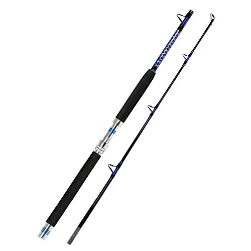 Fiblink 1-Piece/ 2-Piece Saltwater Offshore Trolling Rod Big Game Rod Conventional Boat Fishing Pole (2-Piece, 6' - 30-50lbs)