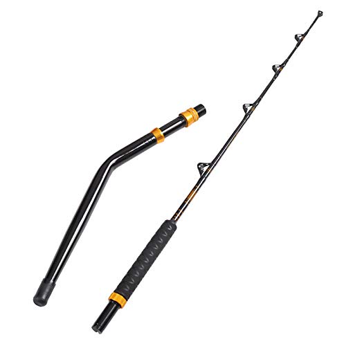 Fiblink Bent Butt Fishing Rod 2-Piece Saltwater Offshore Trolling Rod Big Game Roller Rod Conventional Boat Fishing Pole (Length: 5')