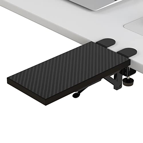 OUGIC Ergonomics Desk Extender Tray, 11.8"x5.9" Punch-Free Clamp on, Foldable Keyboard Drawer Tray, Table Mount Arm Wrist Rest Shelf, Computer Elbow Arm Support