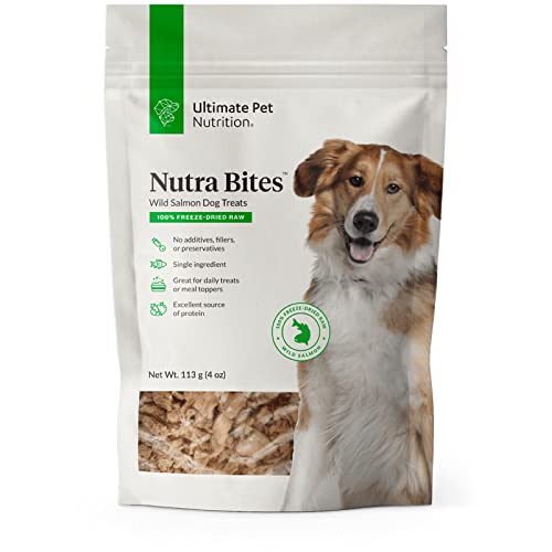 ULTIMATE PET NUTRITION Nutra Bites Freeze Dried Raw Single Ingredient Treats for Dogs, 4 Ounces, Bison Liver, Beef Liver, Chicken Liver (Salmon)
