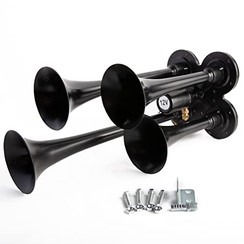 Viking Horns | Four Trumpet Air Horn (Black) | Super Loud (149dB) - [V4008B]