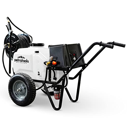 PetraTools Commercial Sprayer, Battery Sprayer 145+ PSI, Battery Powered Sprayer, Lawn Sprayer on Wheels, Yard Sprayer & Battery Pump Sprayer, Tow Behind Sprayer & Pull Behind Sprayer - 21 Gallon Tank