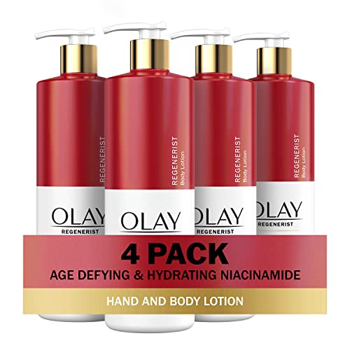 Olay Body Lotion for Women, Age Defying & Hydrating Dry Skin with Niacinamide 17 fl oz (Pack of 4)