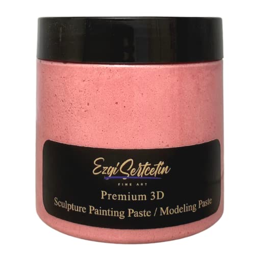 3D Sculpture Painting Paste|Texture Paste|Decorative Plaster|Ready to Use|Unique Colors|Ideal for Artwork|Stencil|Flowers|Texture|Art Relief| 6 oz (Metallic Pink)