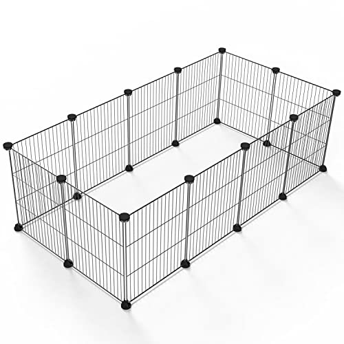 LURIVA DIY Small Animal Playpen, Pet Playpen, Guinea Pig Cages, Rabbit Playpen, Small Animal Cage, Dog Playpen, Puppy Playpen, Indoor Portable Metal Wire Yard Fence, 15 X 12 Inch, 12 Panels, Black