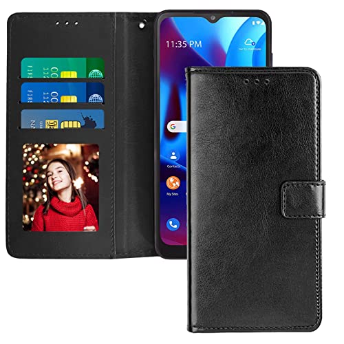 JanCalm for Moto G Pure Wallet Case,[Card Holder/Cash Slots][Kickstand Feature] PU Leather Magnetic for Moto G Pure Phone Case Flip Cover Protective for Moto G Pure 2021 Case (Black)
