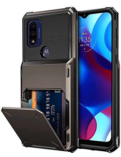 Vofolen for Moto G Pure Case Wallet Cover 4-Card Credit Card Holder ID Slot Scratch Resistant Dual Layer Hybrid Protective Hard Shell Rugged TPU Bumper Armor Case for Motorola G Pure Gun