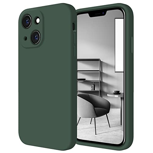 FireNova for iPhone 14 Case, Silicone Upgraded [Camera Protection] Phone Case with [2 Screen Protectors], Soft Anti-Scratch Microfiber Lining Inside, 6.1 inch, Alpine Green