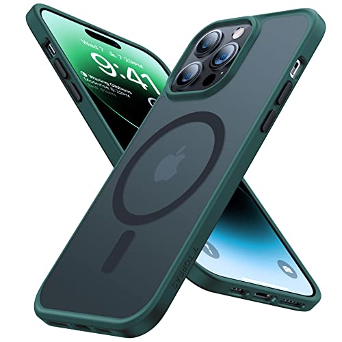 TORRAS Magnetic Guardian Designed for iPhone 14 Pro Max Case [Military Grade Drop Tested] [Compatible with MagSafe] Slim Translucent Matte Case for iPhone 14 Pro Max Phone Case 6.7", Midnight Green