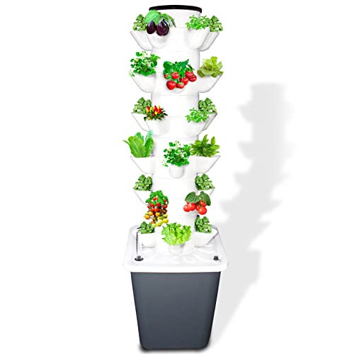 Hydroponics Growing System Indoor Garden Vertical Garden Planter,30-Plant Hydroponic Growing System,Indoor Smart Garden Kit Including 3Pcs Grow Bags,Water Level,Pouring Funnel(No Seedlings Included)