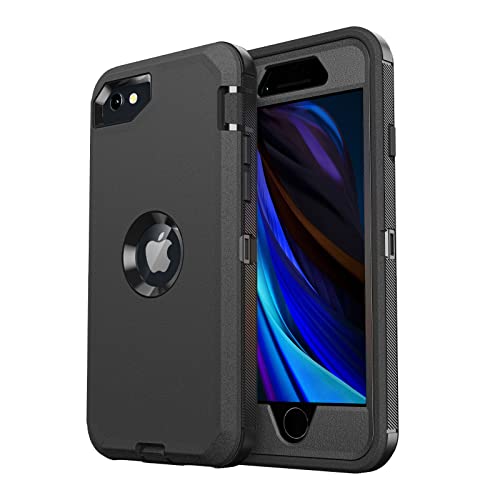 jaroco for iPhone SE Case 2022/2020,iPhone 8/7 [Shockproof] [Dropproof] [Dust-Proof] [Military Grade Drop Tested] with Non-Slip Removable Heavy Duty Full Body Phone Case 4.7 Inch-Black