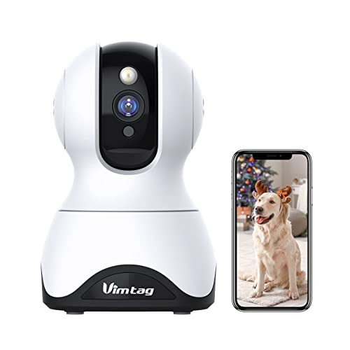 VIMTAG Pet Camera, 2.5K HD Pet Cam,360 Pan/Tilt View Angel with Two Way Audio, Dog Camera with Phone APP, Motion Tracking Alarm,Night Vision,24/7 Recording with Cloud/Local SD, Smart Home Indoor Cam