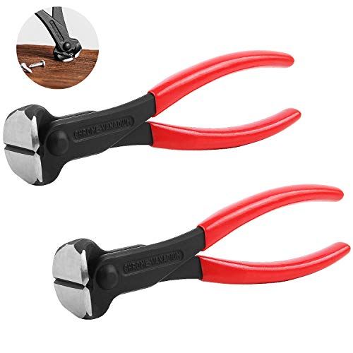 2PCS End Cutting Pliers 7 Inch Nail Puller Pliers End Cutting Nippers Cutting Pliers End Cutter with Anti-Slip PVC Handle, Jewelry Wire Cutter Tools, Red