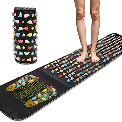 Foot Massage Mat, Foot Acupressure Mat, Foot Reflexology Mat and Pressure Point Tool-Stone Road Massage Board for Foot Relax-Targeting Acupressure Foot Mat with Chart Can Reduce Stress68.9in*13.78in