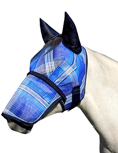 Kensington Signature Fly Mask w/Removable Nose, Soft Mesh Ears & Forelock Opening Size: L-Average Color: 181 - Kentucky Blue