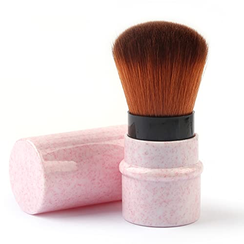 RN BEAUTY Retractable Kabuki Brushes Powder Brush Foundation Brush Blush Brush Face Blender Mineral Blending Buffing Concealer Brush Makeup Brush Portable With Cover - Pink