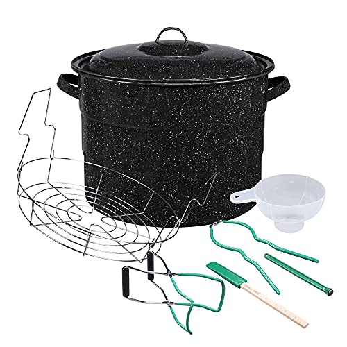 Granite Ware 8-Piece Canning Kit, Includes Enamel on Steel 21.5-Quart Water Bath Canner Pot with lid, Jar Rack & 5-Piece Canning Tool Set