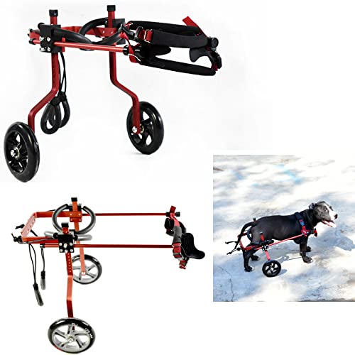 Adjustable Dog Cart/Wheelchair Animal Exercise Wheels Color-Red for Pet/Doggie Wheelchairs with Disabled Hind Legs Walking Light Weight Easy Assemble (7-Size), XXXS-02
