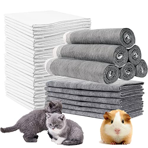 100 Pcs Rabbit Pee Pads 18" x 13" Disposable Pet Training Pads Carbon Odor-Control Guinea Pig Cage Liners Disposable Diaper for Hedgehog, Hamster, Chinchilla, Cat, Reptile