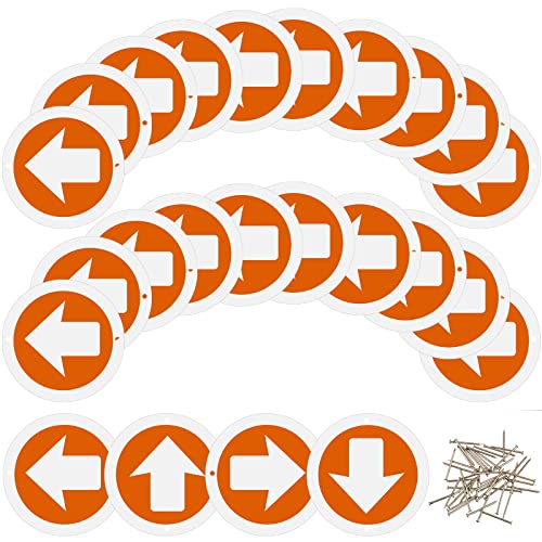 Amylove 24 Pcs Reflective Trail Markers Bright Trail Signs Lightweight Glow Trail Arrows Markers for Tree Marking Reflector Camping Hunting Hiking and More, Orange