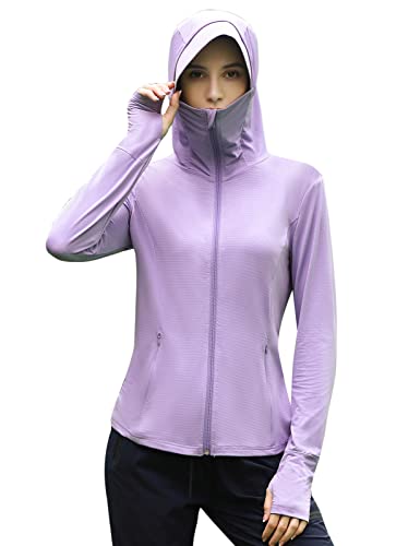 JACK SMITH Women's UPF 50+ Sun Protection Jacket SPF Shirts Long Sleeve Running Hiking Athletic UV Jacket Lightweight Purple M