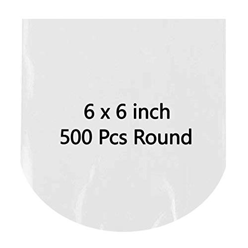 Round 500 PCS 6" x 6" Odorless PVC Clear End Shrink Wrap Bags for Soaps, Bottles, Bath Bombs Packaging, DIY Handmade Crafts Bags, Round. Use Better